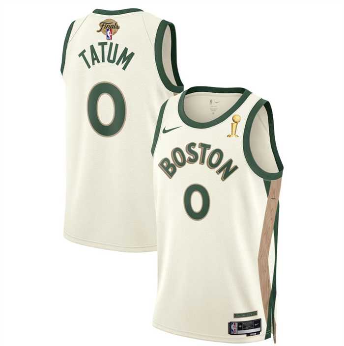 Mens Boston Celtics #0 Jayson Tatum White 2024 Finals Champions City Edition Stitched Basketball Jersey Dzhi